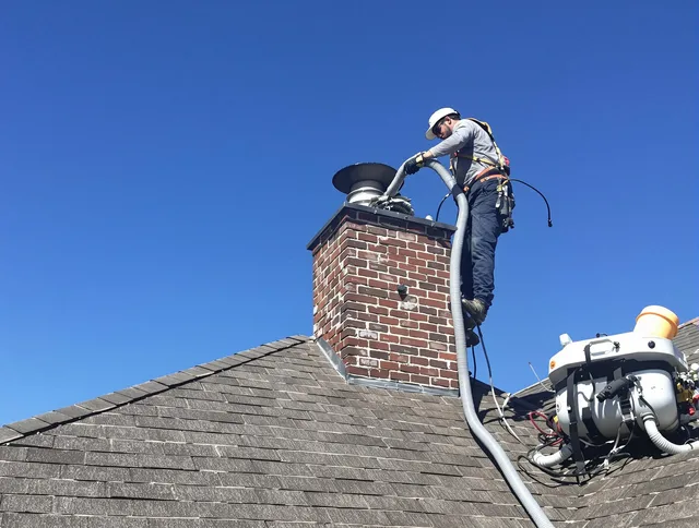 Dedicated South Euclid Chimney Sweep team member cleaning a chimney in South Euclid, OH