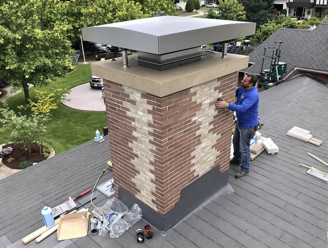 South Euclid Chimney Sweep team working on a custom chimney remodel in South Euclid, OH