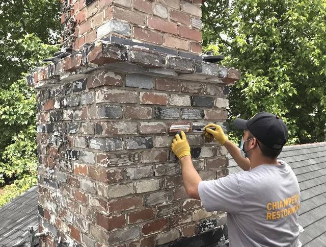 In-progress chimney restoration by South Euclid Chimney Sweep in South Euclid, OH