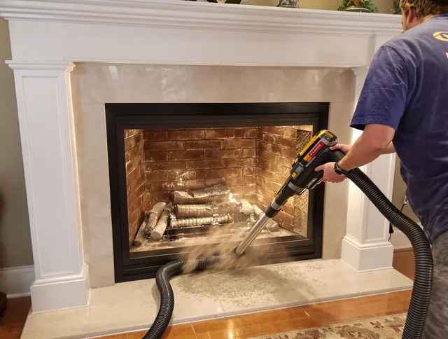 Fireplace cleaning performed by South Euclid Chimney Sweep in South Euclid, OH