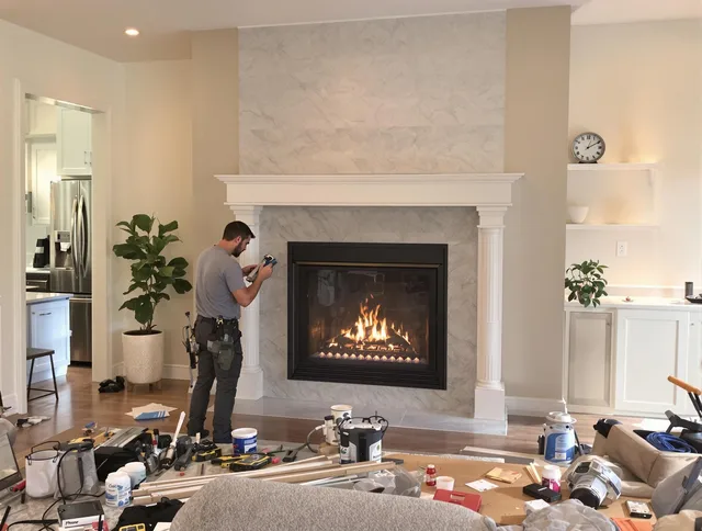 Newly installed fireplace by South Euclid Chimney Sweep in South Euclid, OH